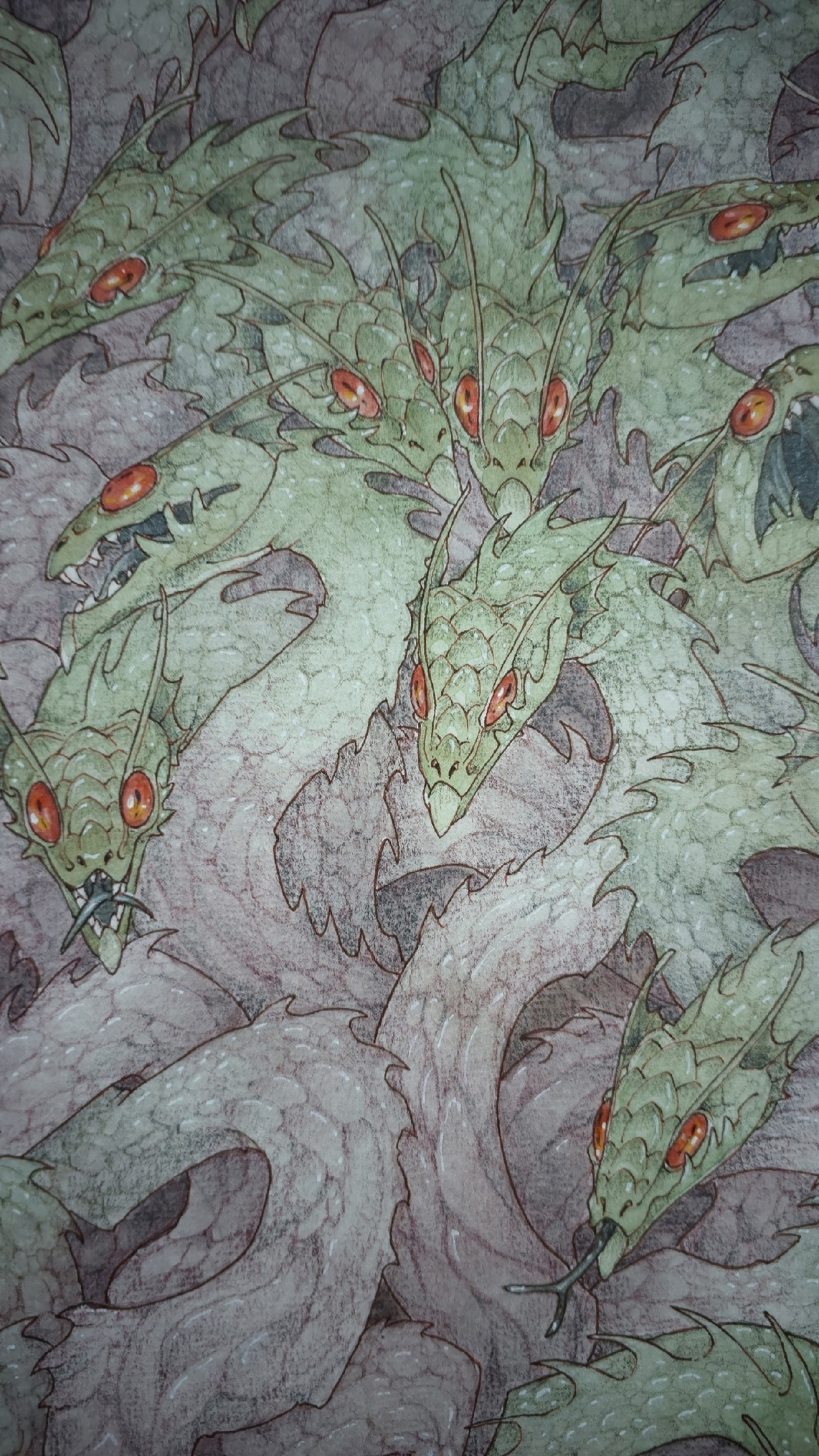 106-headed tree - My, Art, Koda, The Dragon, Traditional art, Longpost