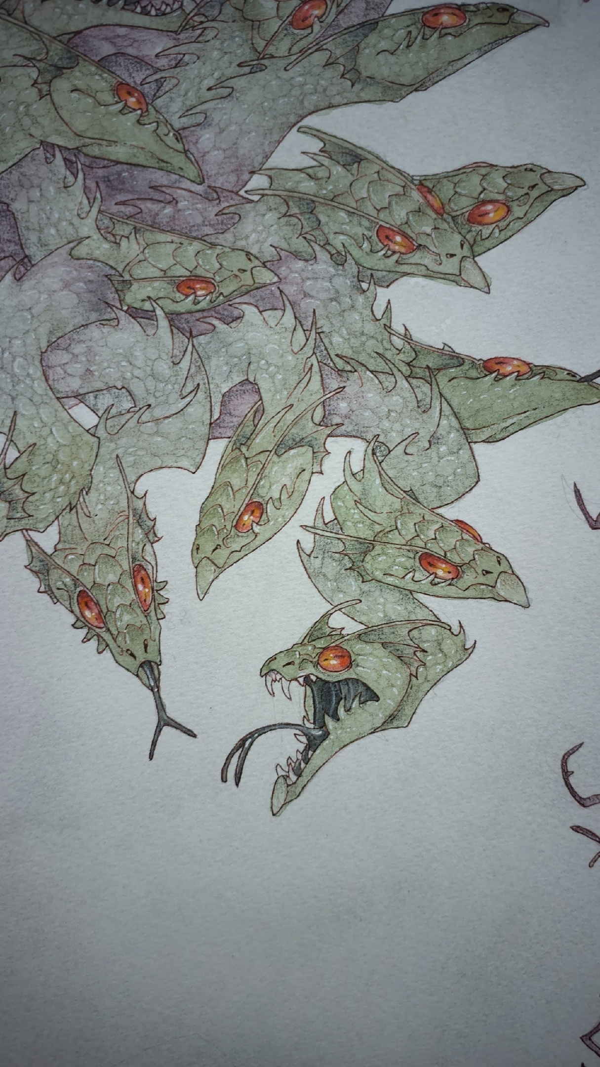 106-headed tree - My, Art, Koda, The Dragon, Traditional art, Longpost