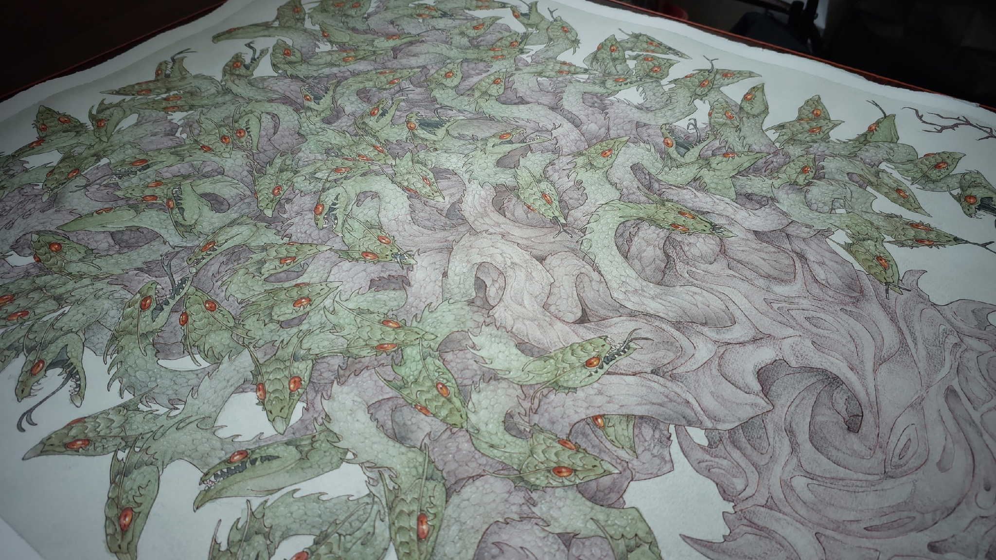 106-headed tree - My, Art, Koda, The Dragon, Traditional art, Longpost