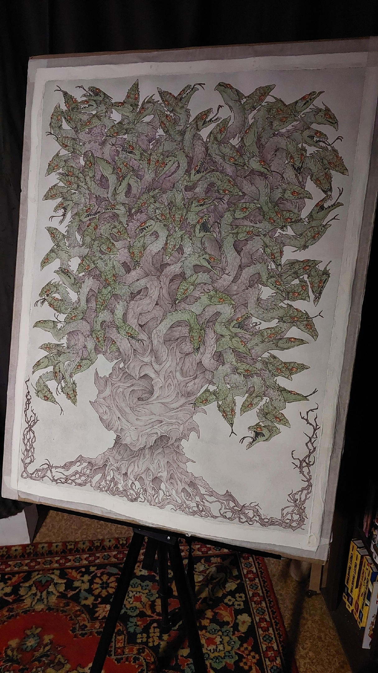 106-headed tree - My, Art, Koda, The Dragon, Traditional art, Longpost