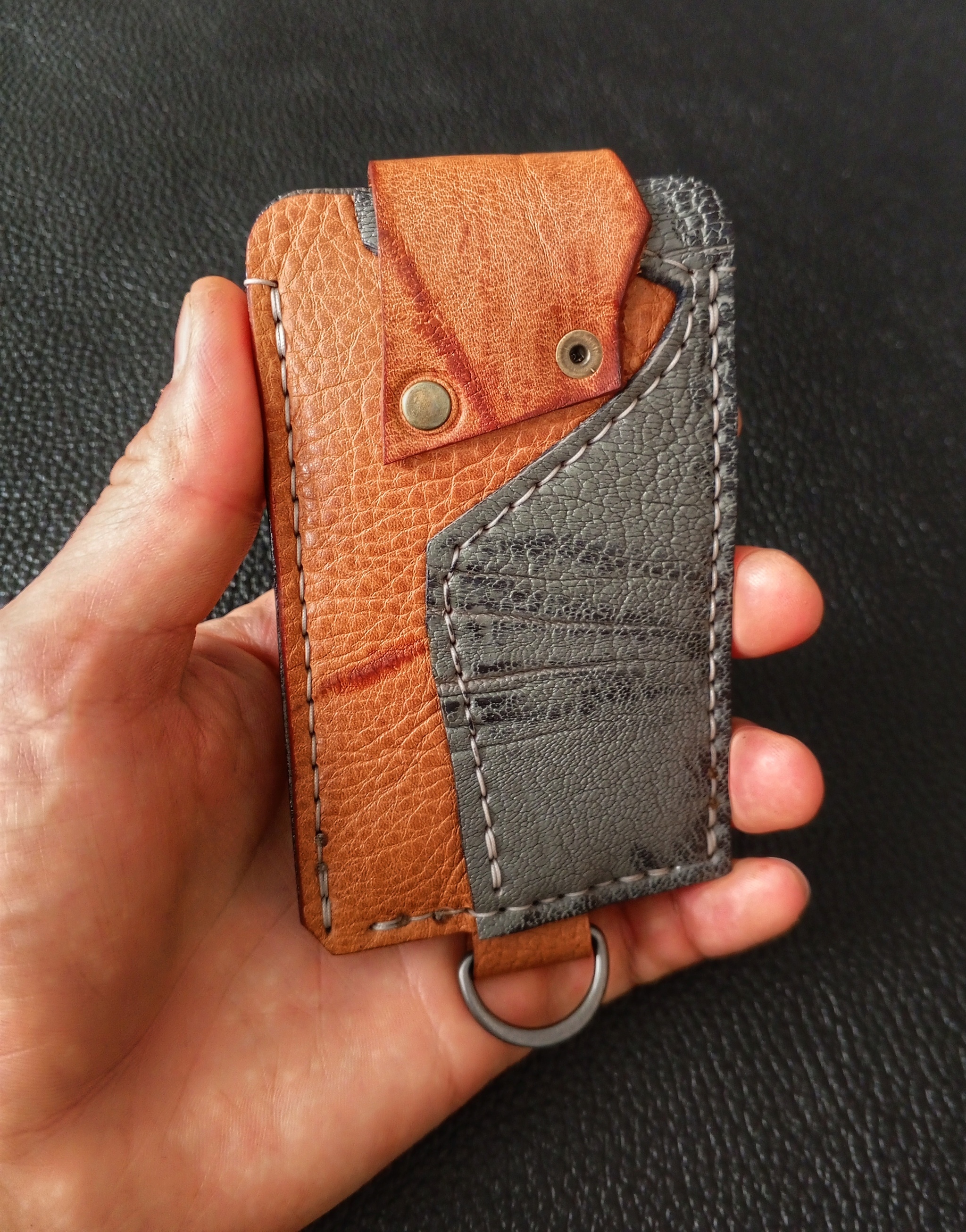 Card wallet #72 - My, Accessories, Natural leather, Leather products, Wallet, Hobby, Работа мечты, Male, Leather, Handmade, Sewing, Needlework without process, Order, Needlework, Fantasy, Longpost