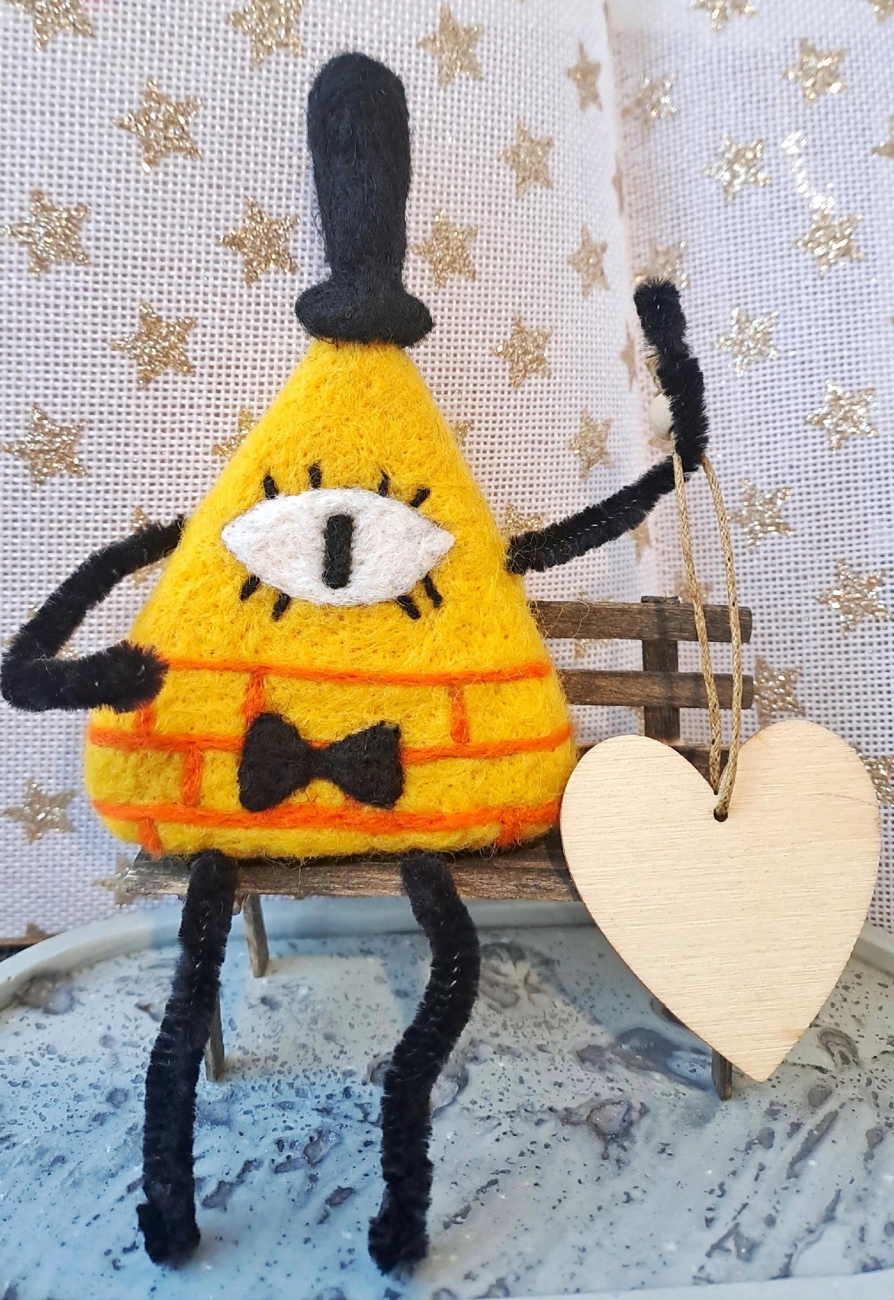 Bill Cipher from Gravity Falls - My, Dry felting, Needlework without process, With your own hands, Longpost