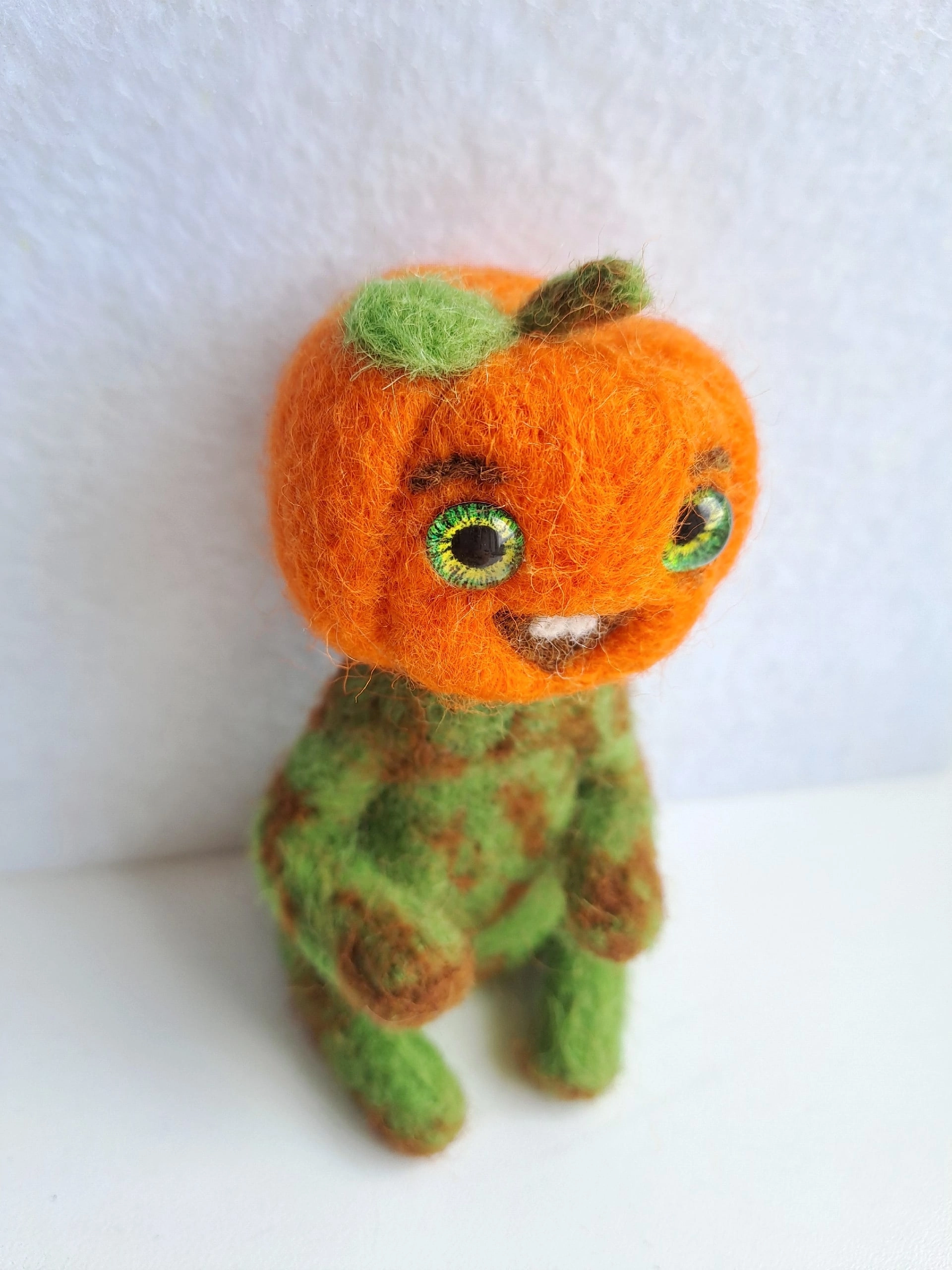 My pumpkin. Craftsmen, have you already made works on the theme of autumn or Halloween? Share in the comments, it would be interesting to see - My, Dry felting, Needlework, With your own hands, Autumn, Halloween pumpkin, Longpost, Needlework without process