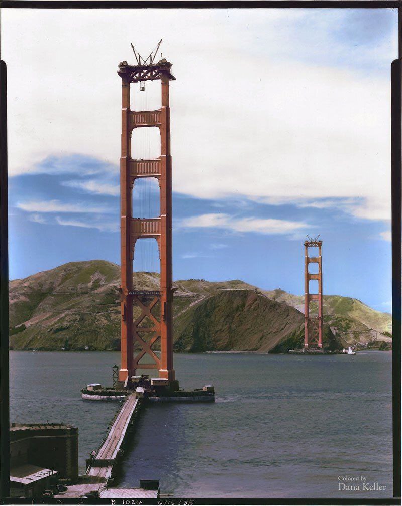 Construction of the Golden Gate Bridge, circa 1935 - The photo, USA, Golden Gate, 1935