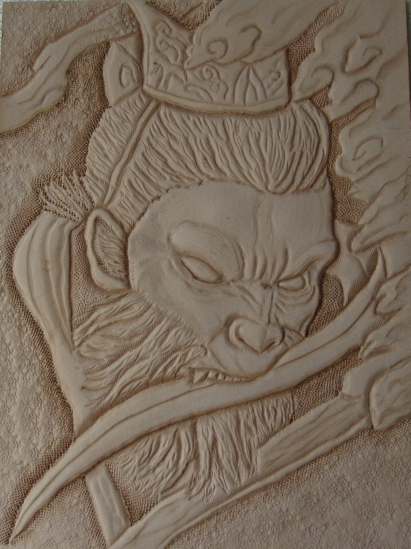 The Monkey King - My, Black Myth: Wukong, Embossing on leather, Natural leather, Needlework without process