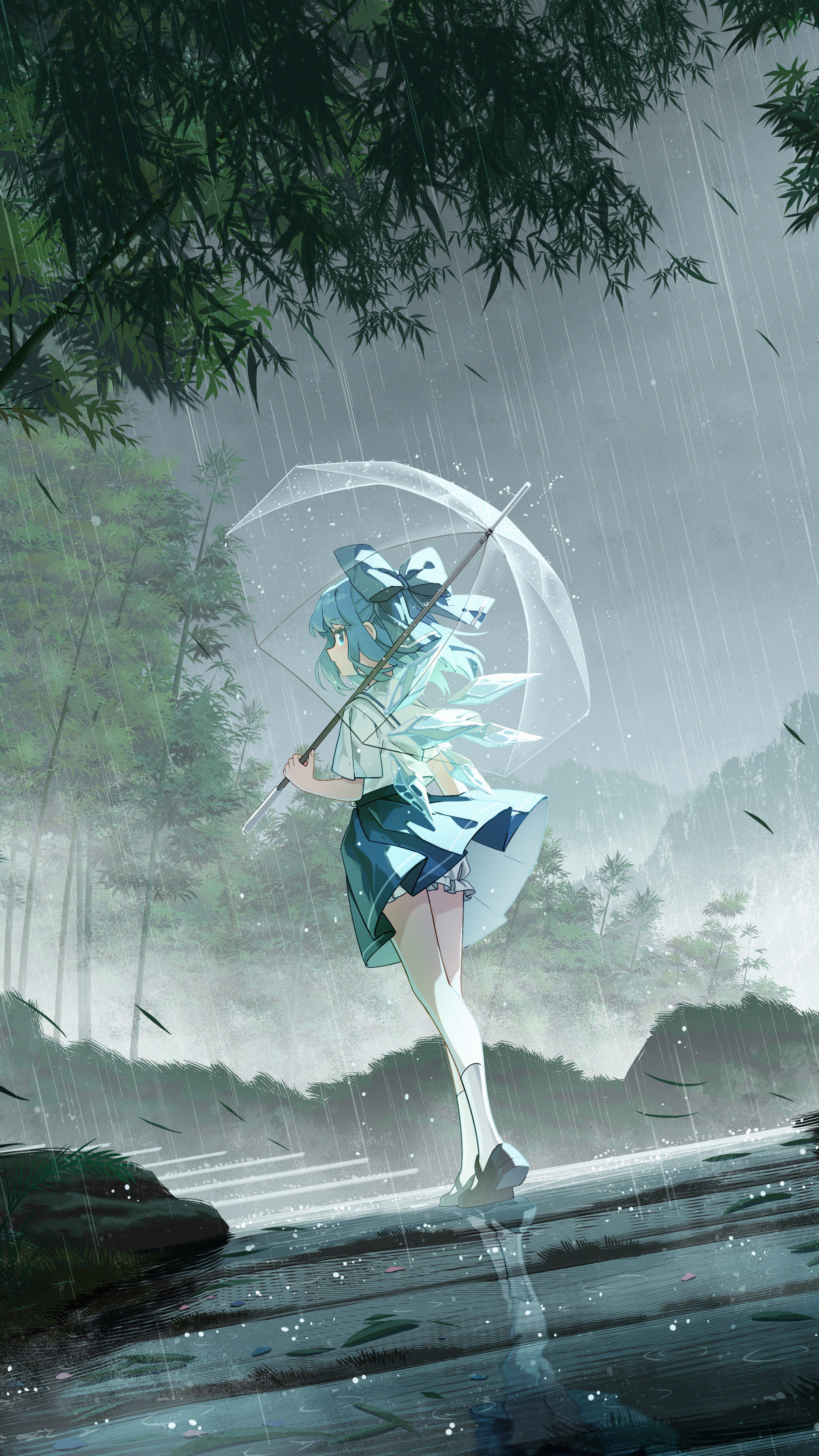 Дождь - Touhou, Cirno, Anime Art, Game Art, Аниме, Игры, Длиннопост