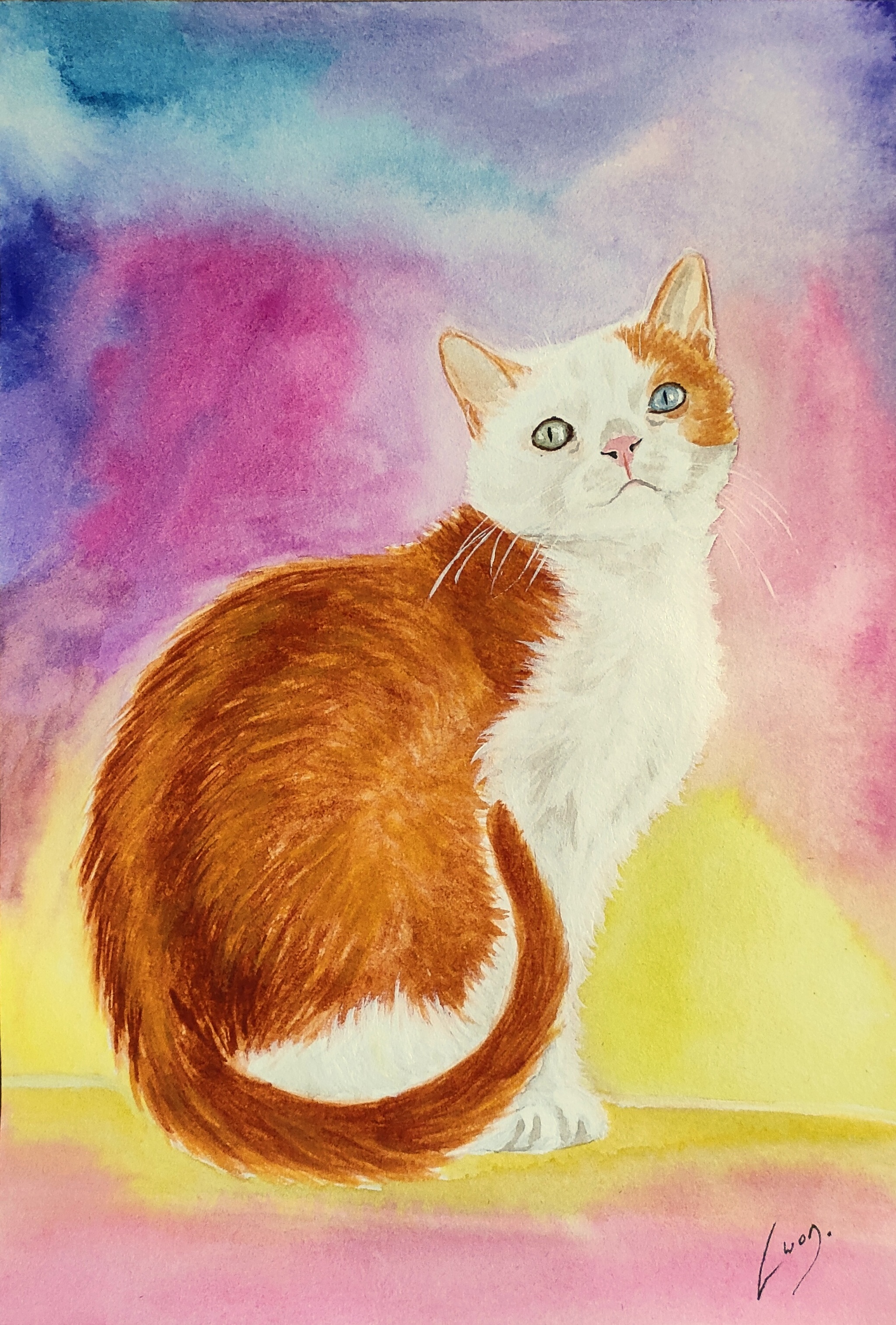 Cat Portrait #14 Cosmokisya - My, Drawing, Learning to draw, Painting, Beginner artist, cat