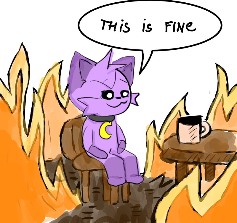 This is fine - Моё, Фурри, Furry Cat, Цифровой рисунок