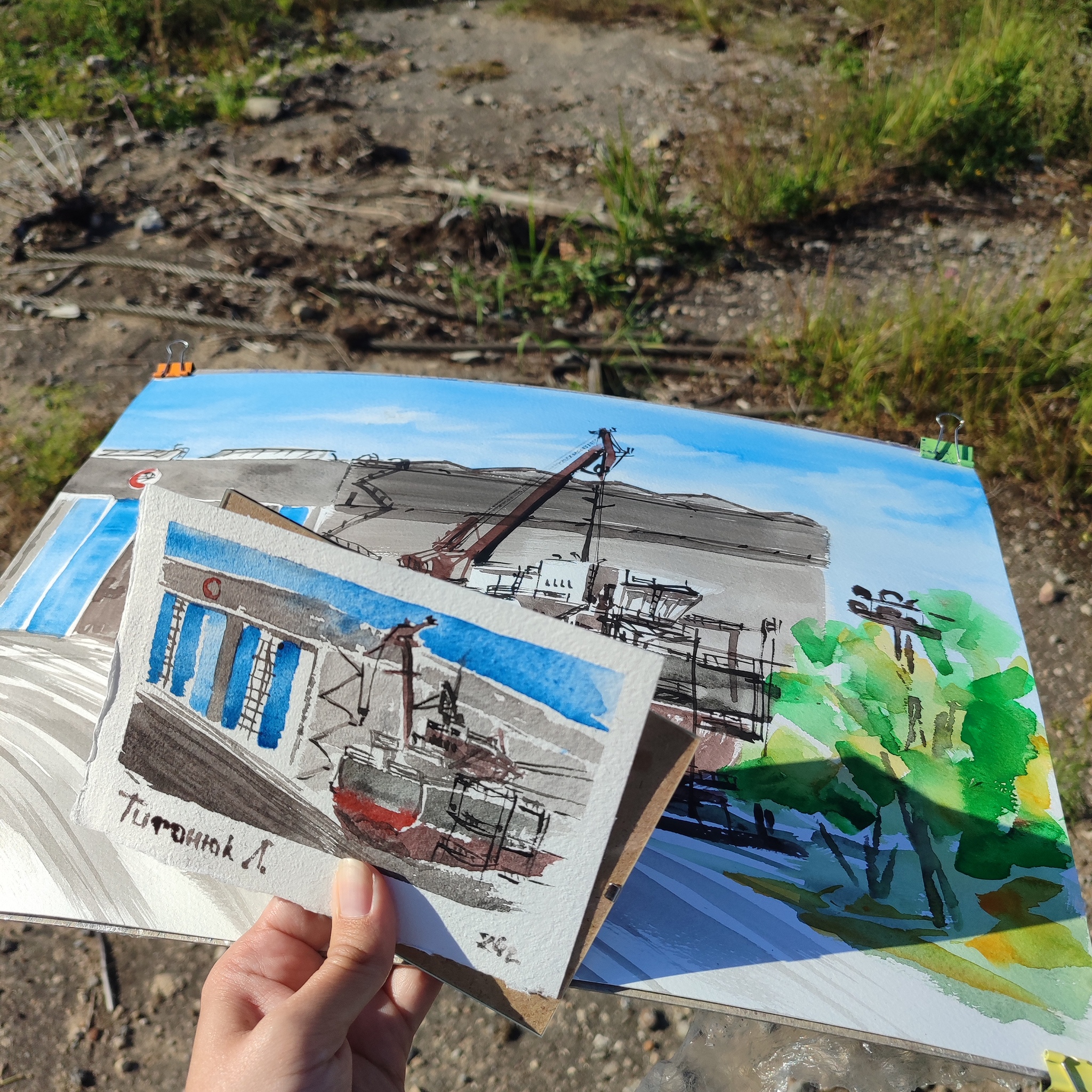 My miniature watercolors - My, Plein air, Watercolor, Landscape, Art, The culture, Nizhny Novgorod, Miniature, Volga river, Longpost