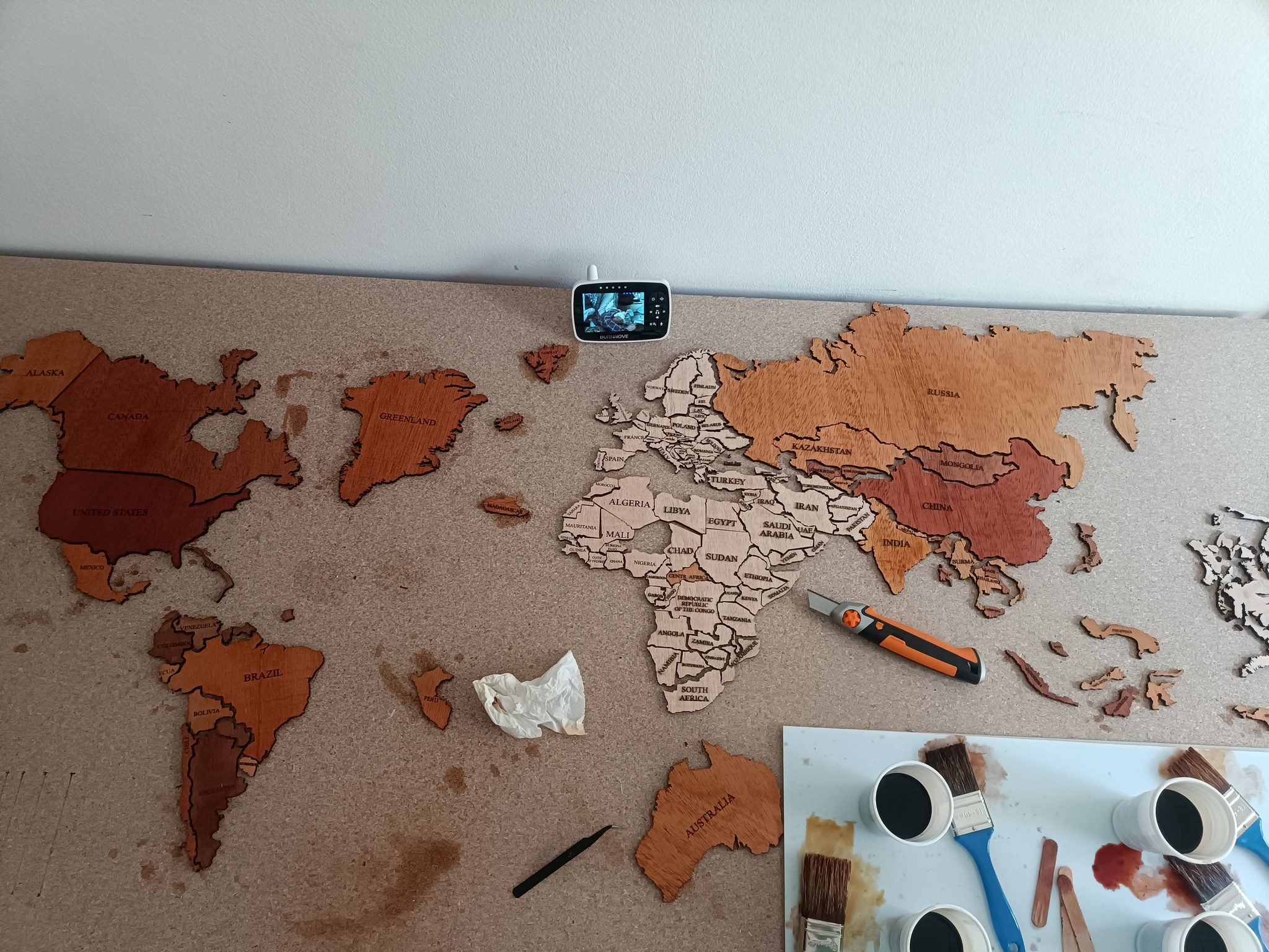 Tabletop in the form of a world map - My, Hobby, With your own hands, Creation, Longpost, Video, Soundless, Vertical video, Needlework with process