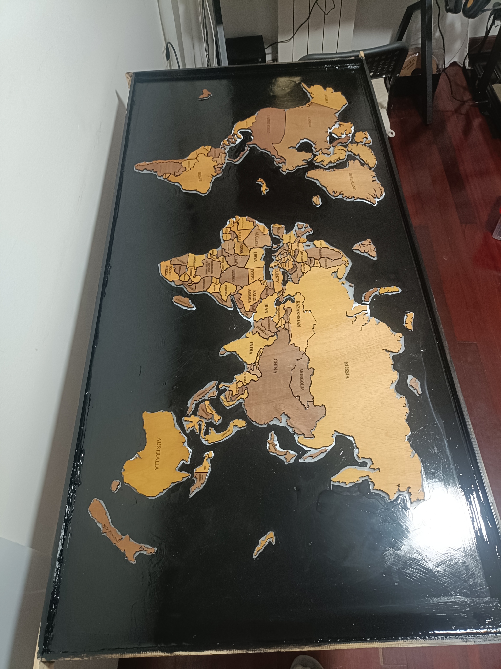 Tabletop in the form of a world map - My, Hobby, With your own hands, Creation, Longpost, Video, Soundless, Vertical video, Needlework with process