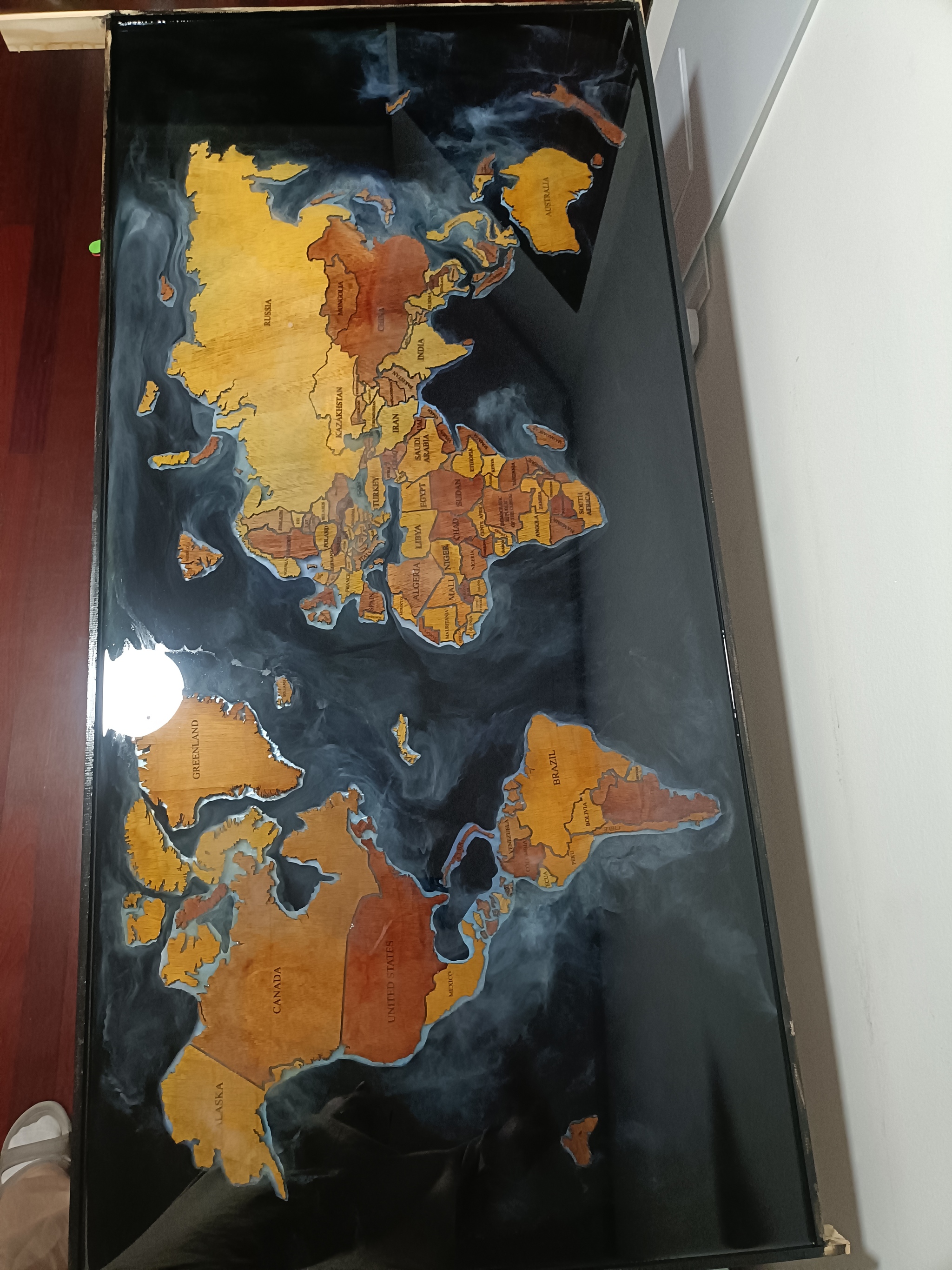 Tabletop in the form of a world map - My, Hobby, With your own hands, Creation, Longpost, Video, Soundless, Vertical video, Needlework with process