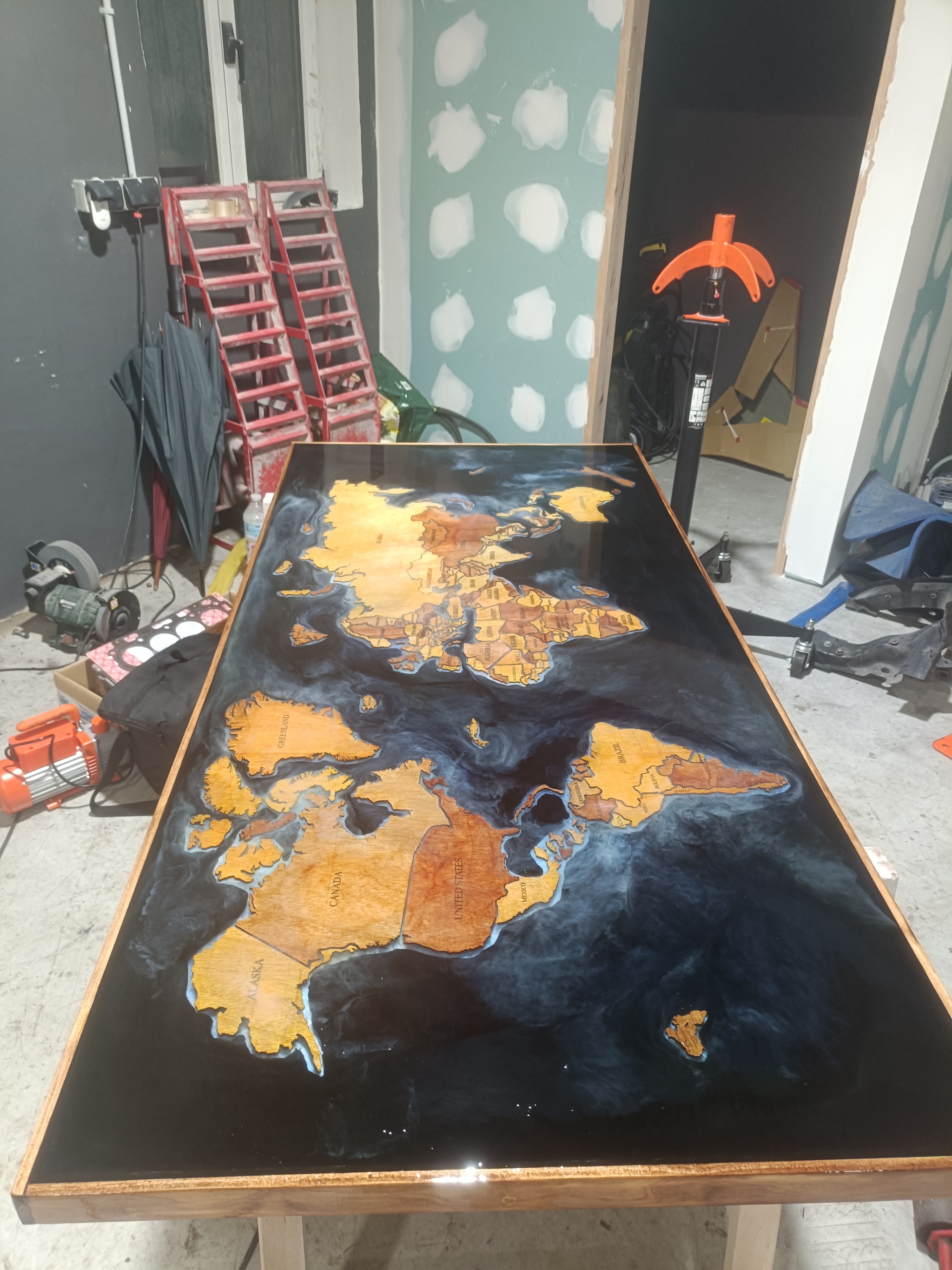 Tabletop in the form of a world map - My, Hobby, With your own hands, Creation, Longpost, Video, Soundless, Vertical video, Needlework with process