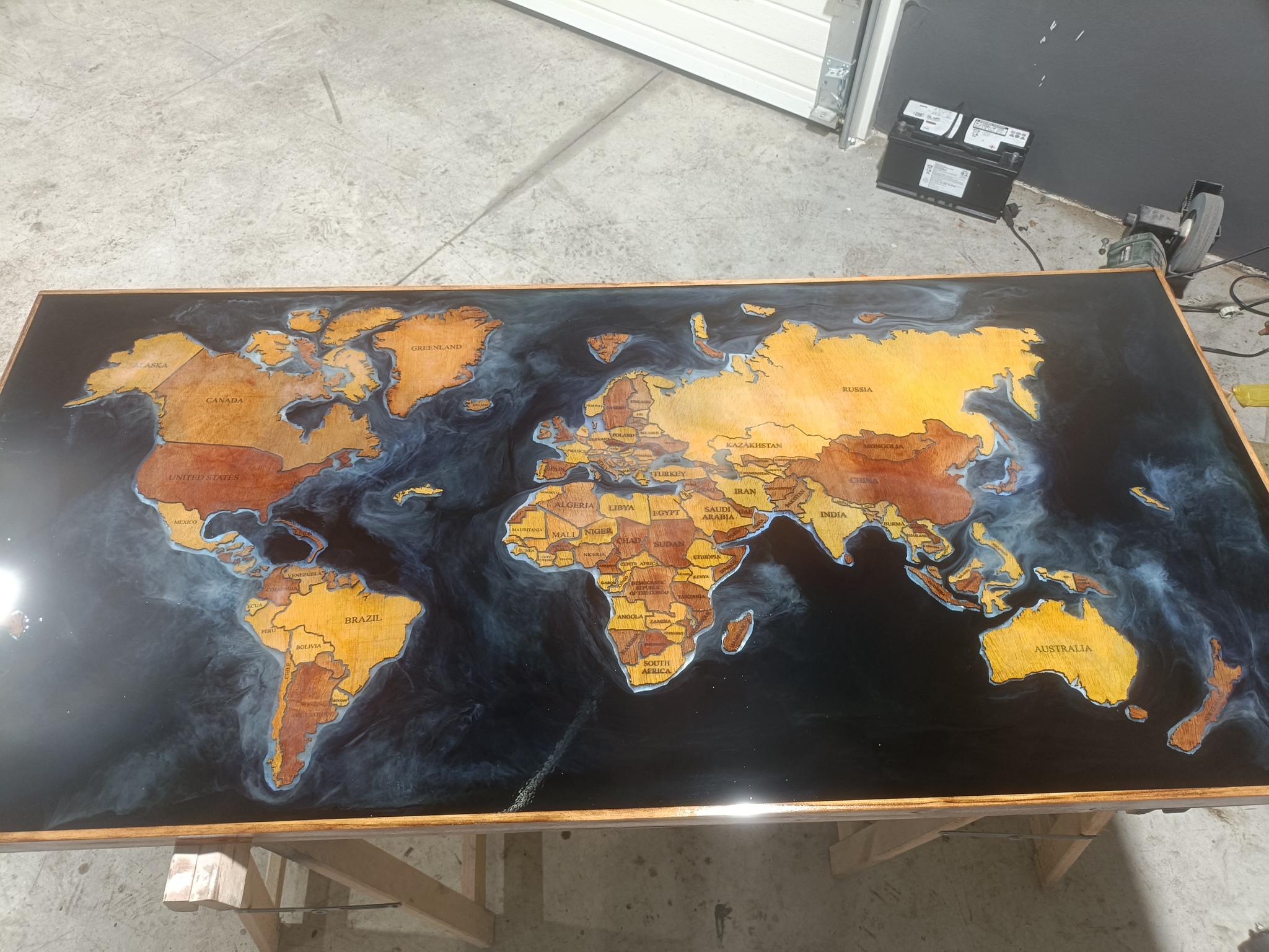 Tabletop in the form of a world map - My, Hobby, With your own hands, Creation, Longpost, Video, Soundless, Vertical video, Needlework with process