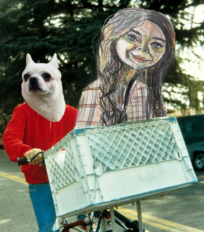 OK - My, Humor, Olz777, Nostrils, Girls, E.T. The Extraterrestrial 1982, Photoshop, Collage, Pencil drawing, Chihuahua