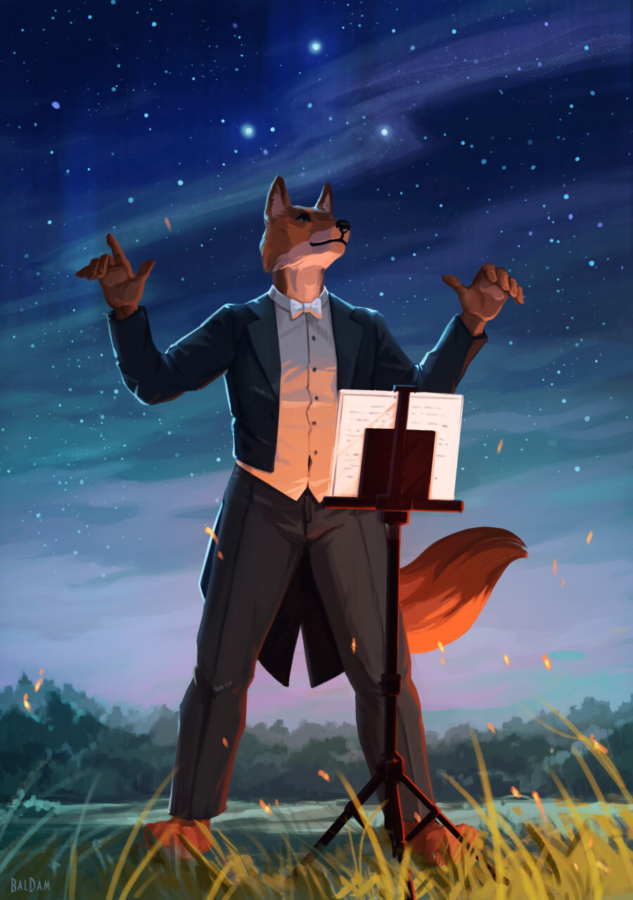 Vozzy Fox, Musician Composer - Furry art, Furry fox, Furry, Music, Composer, Art, Longpost