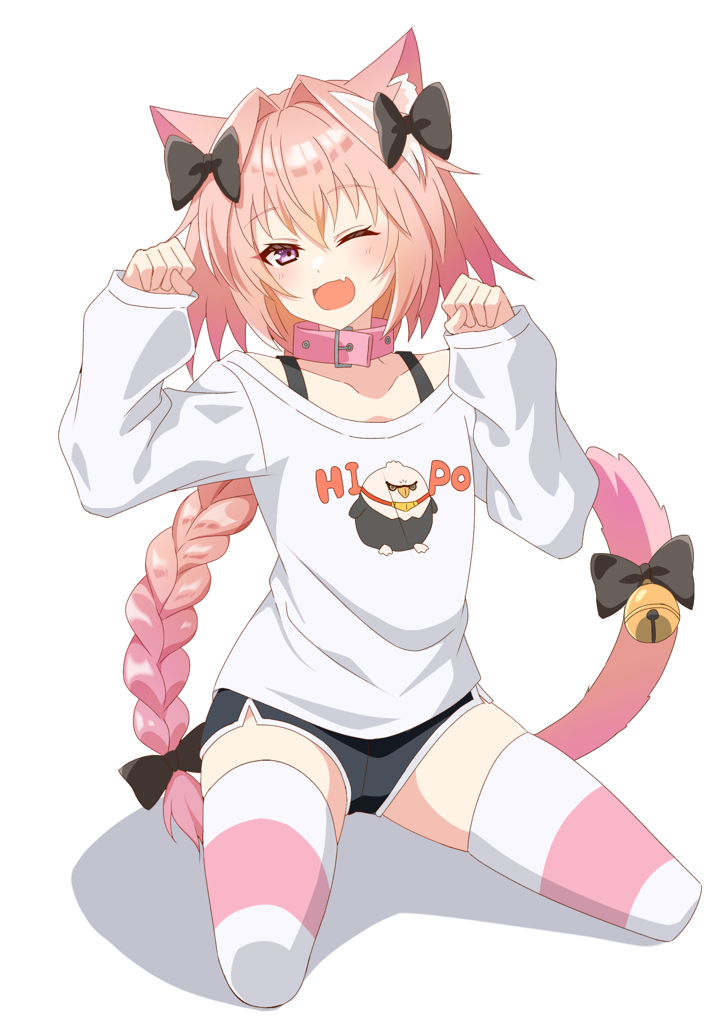 Tail - Anime, Anime art, Tail, Animal ears, Neko, Fate grand order, Astolfo, Choker