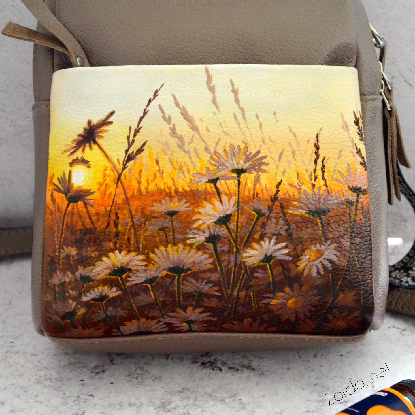 My Friday. Painting on skin - My, Leather, Handmade, Customization, Painting on fabric, Harry Potter, Cyberpunk, Сумка, Lady's bag, Landscape, Friday tag is mine, Longpost, Needlework without process