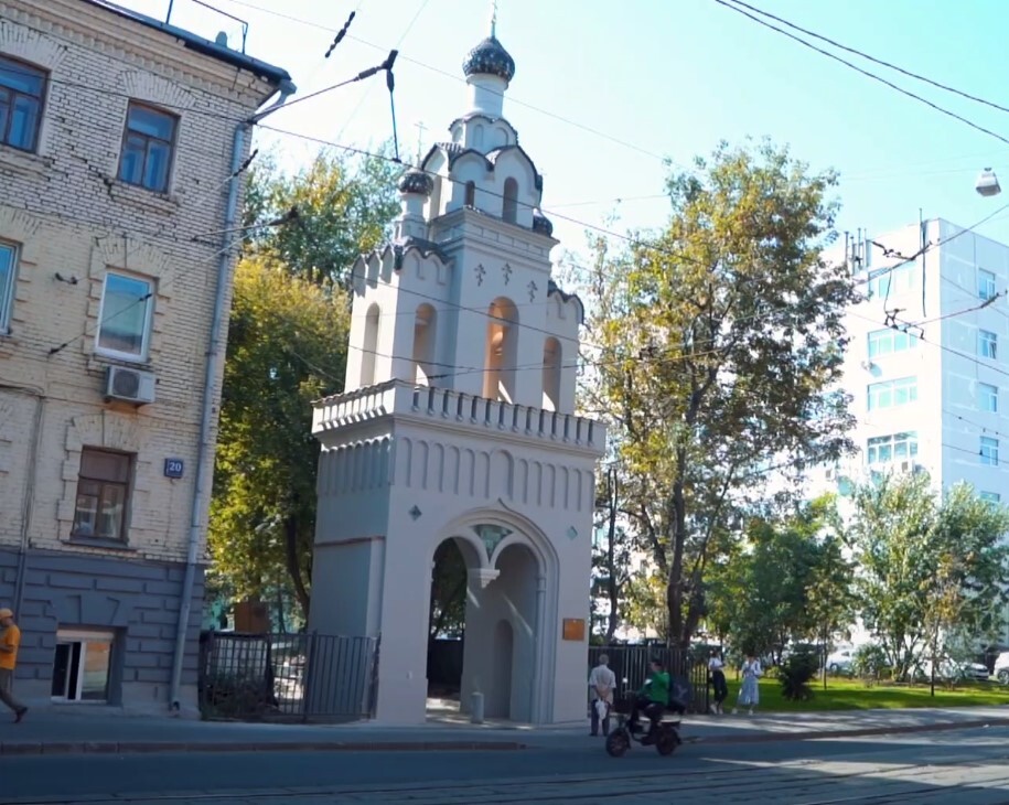 В центре Москвы завершилась реставрация колокольни Екатерининского храма - Архитектура, Реставрация, Было-Стало, Колокольня, Достопримечательности, Москва, Видео, Длиннопост