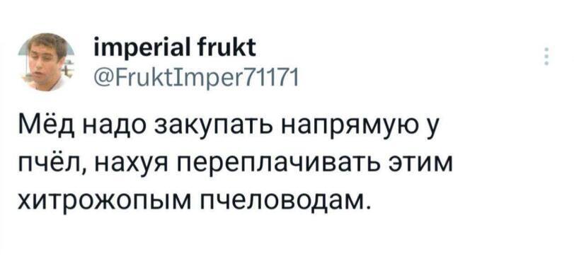 Зачем платить за мёд, если можно отбирать его у пчёл бесплатно? - Мёд, Скриншот, Twitter, Пчеловодство, Мат, Повтор