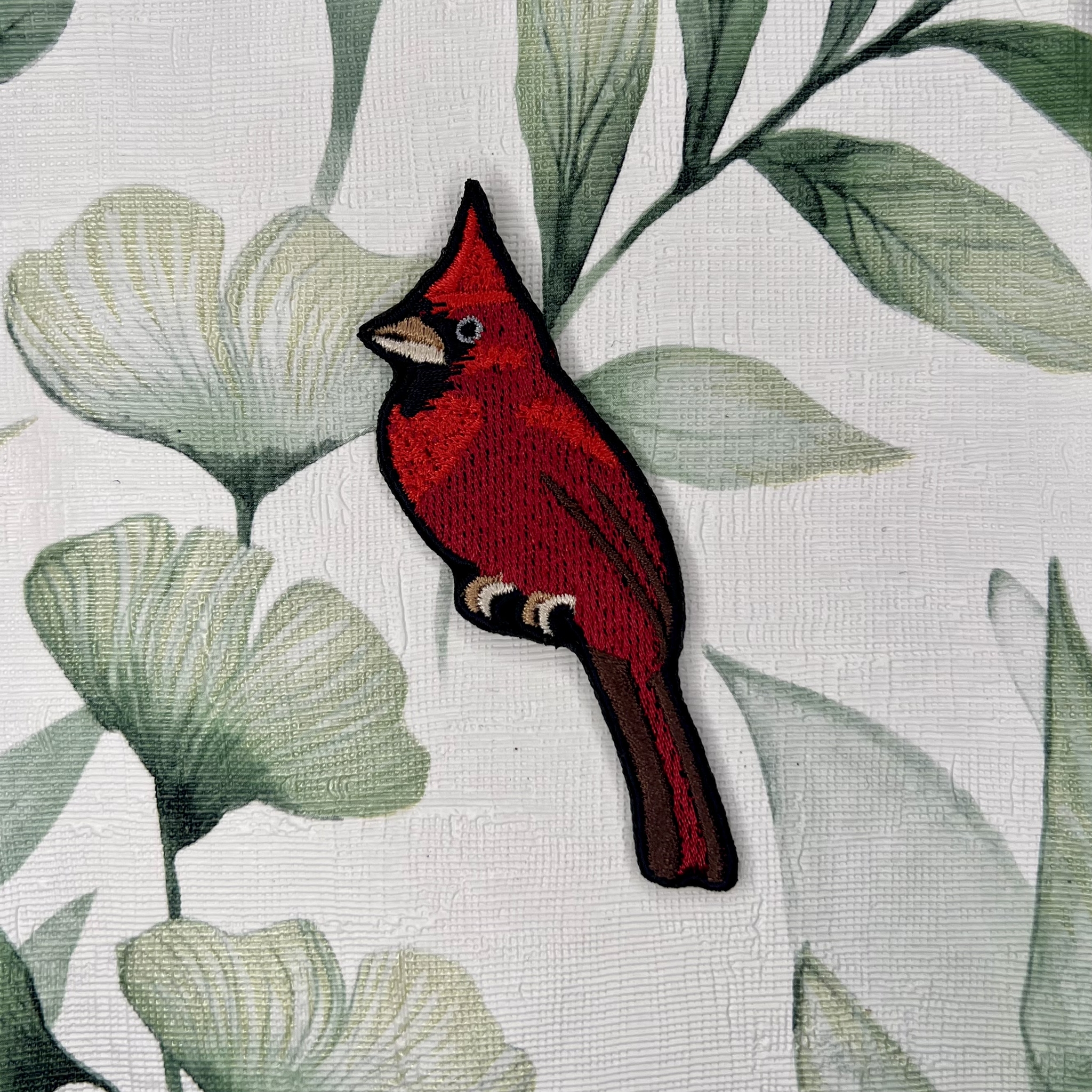 Red Cardinal - My, Machine embroidery, Patch, Stripe, Birds, Red Cardinal