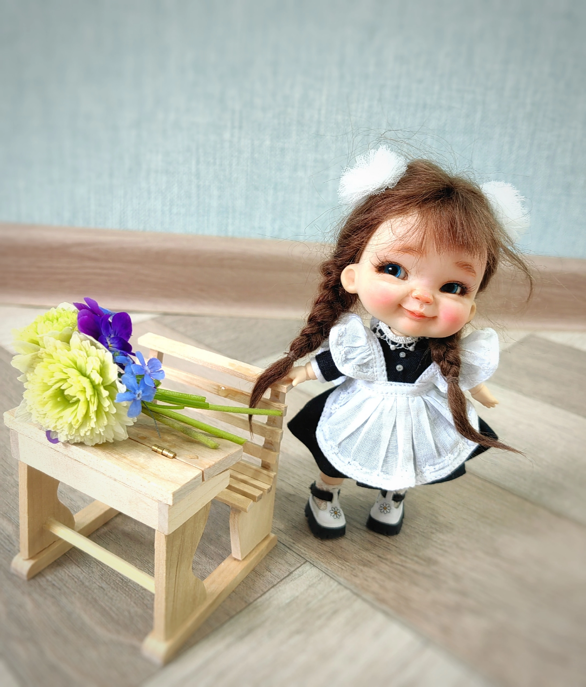 Doll Schoolgirl - My, Needlework without process, Collecting, Doll, Creation, Handmade, With your own hands, Longpost