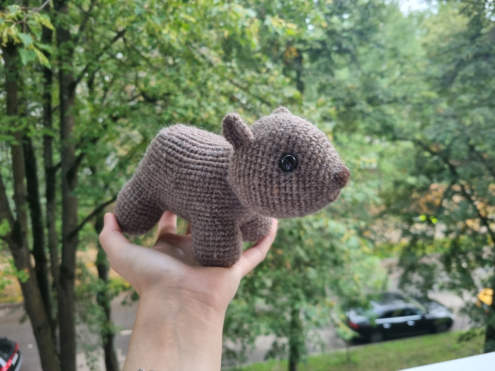 Knitted Wombat - My, Knitting, Amigurumi, Handmade, Needlework without process, With your own hands, Crochet, Yarn, Creation, People, Fair, Wombats, Presents, Author's toy, Toys, Soft toy, Longpost