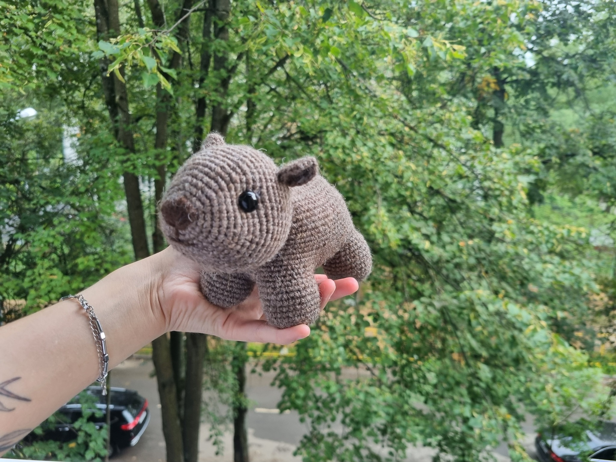 Knitted Wombat - My, Knitting, Amigurumi, Handmade, Needlework without process, With your own hands, Crochet, Yarn, Creation, People, Fair, Wombats, Presents, Author's toy, Toys, Soft toy, Longpost