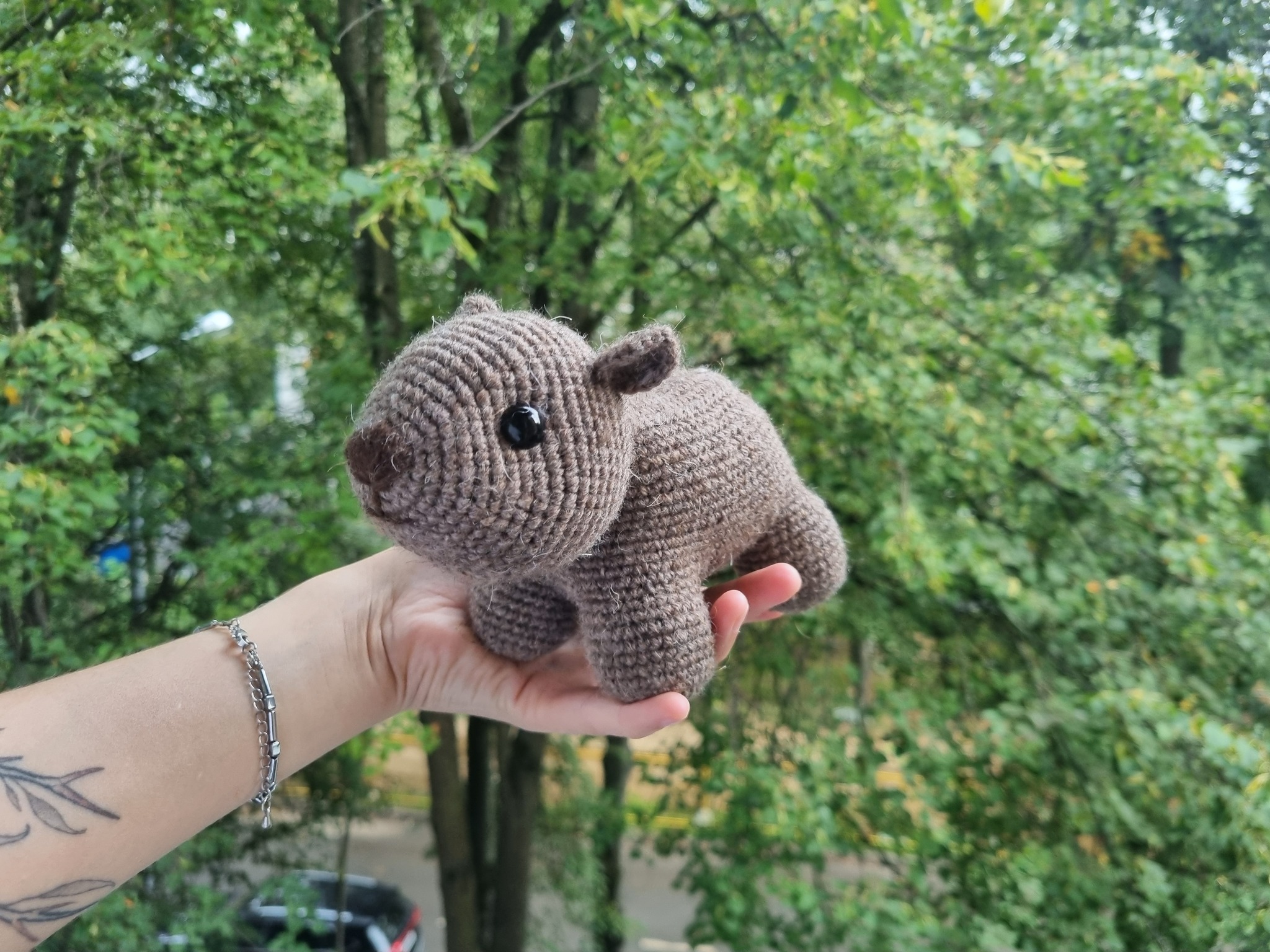 Knitted Wombat - My, Knitting, Amigurumi, Handmade, Needlework without process, With your own hands, Crochet, Yarn, Creation, People, Fair, Wombats, Presents, Author's toy, Toys, Soft toy, Longpost