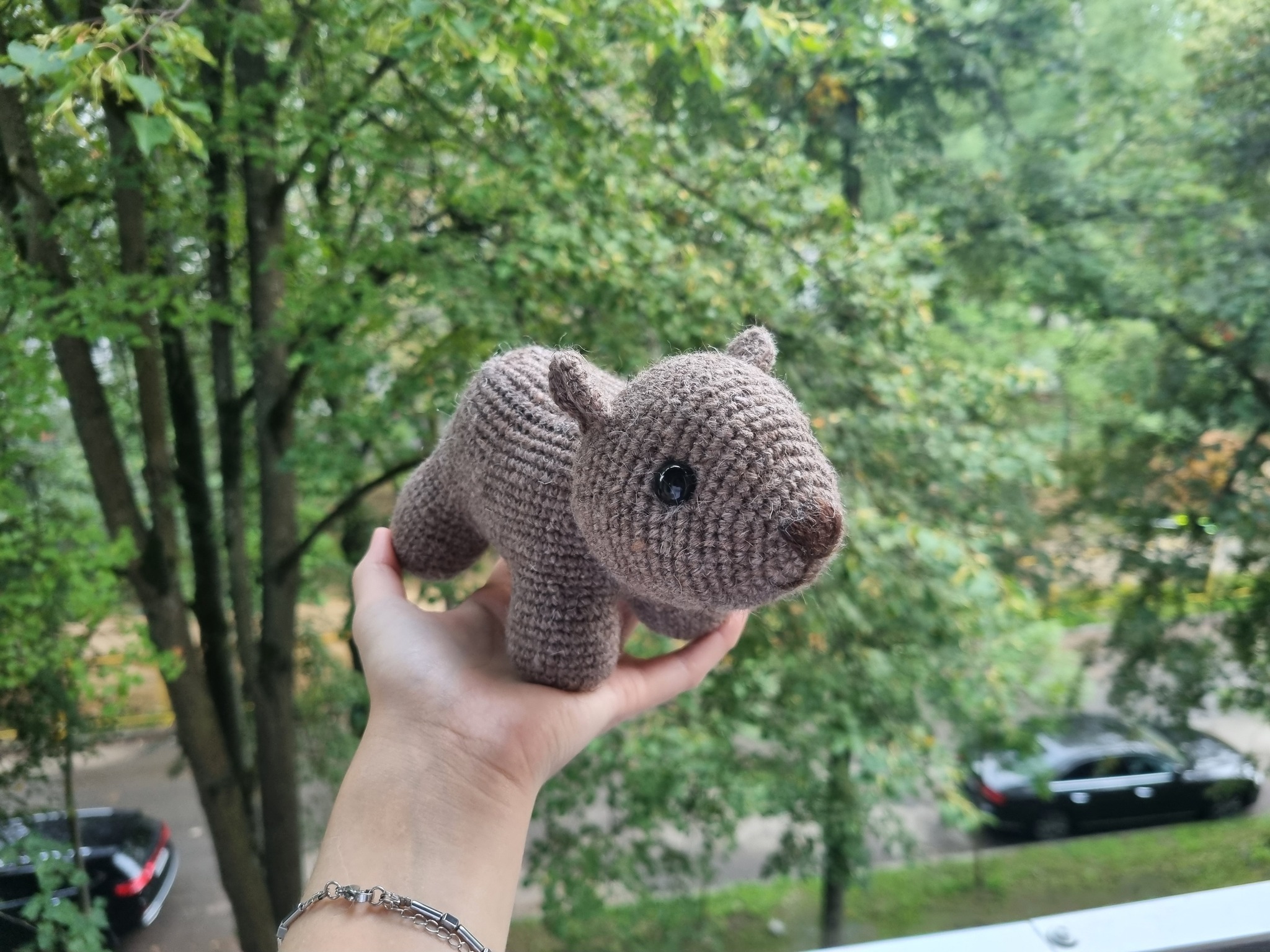 Knitted Wombat - My, Knitting, Amigurumi, Handmade, Needlework without process, With your own hands, Crochet, Yarn, Creation, People, Fair, Wombats, Presents, Author's toy, Toys, Soft toy, Longpost