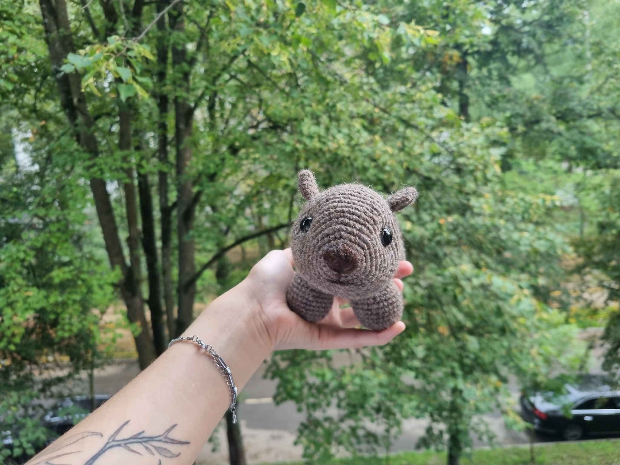 Knitted Wombat - My, Knitting, Amigurumi, Handmade, Needlework without process, With your own hands, Crochet, Yarn, Creation, People, Fair, Wombats, Presents, Author's toy, Toys, Soft toy, Longpost