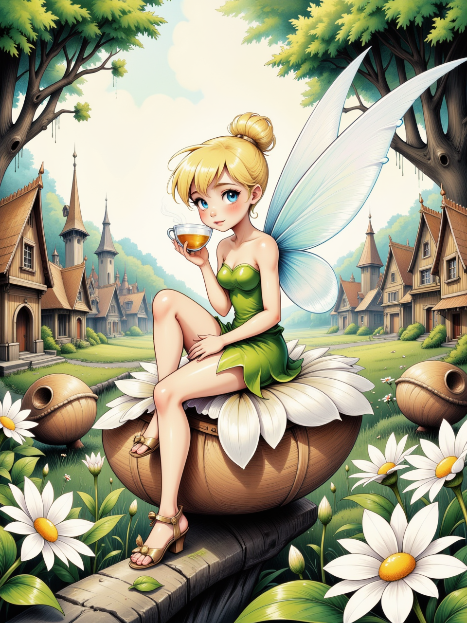 Such a different Tinker Bell - My, Нейронные сети, Art, Neural network art, Flux, Stable diffusion, Walt disney company, Fairy Tinker Bell, Longpost