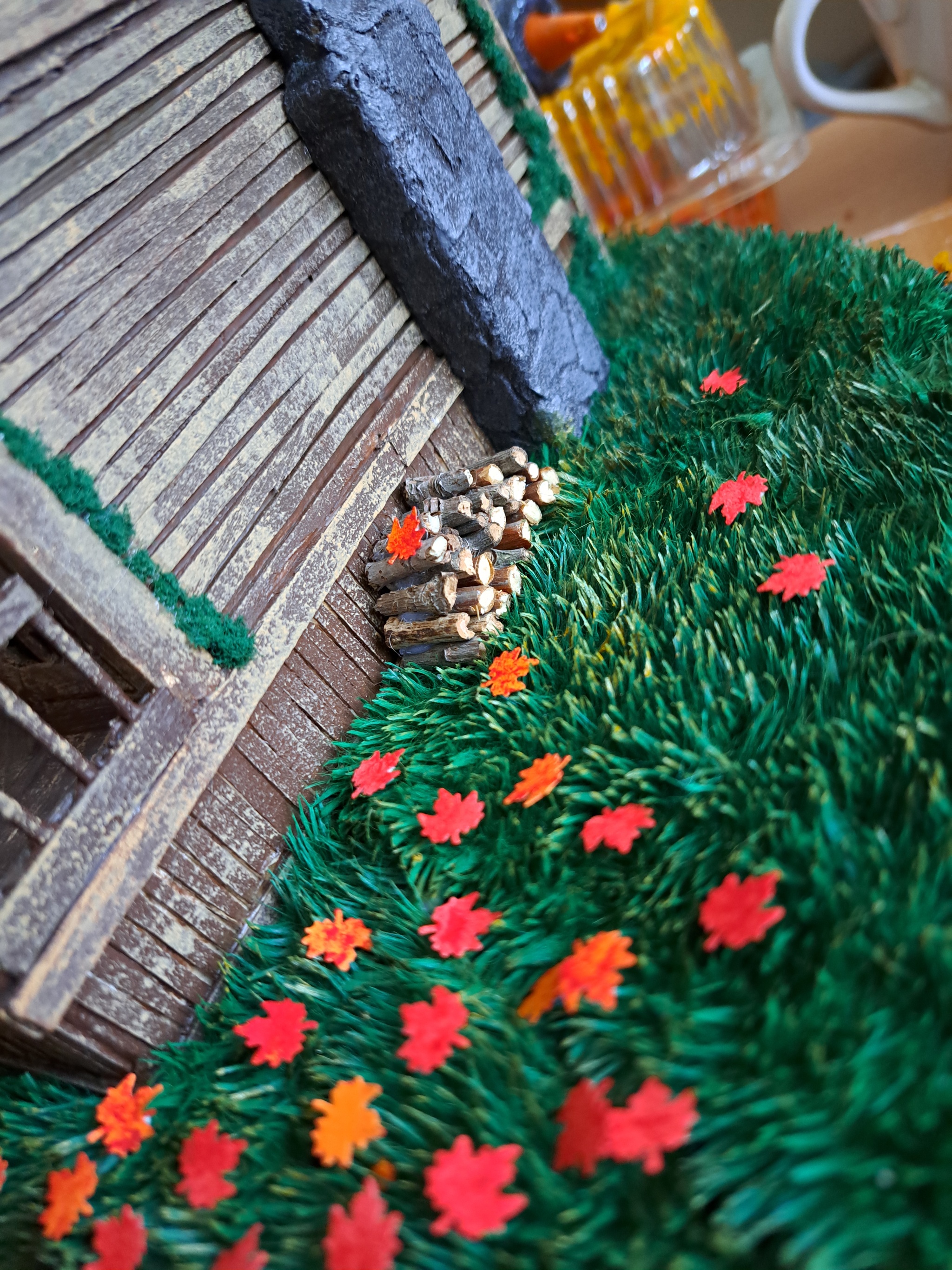 Diorama Old House continuation - My, Diorama, Handmade, With your own hands, Needlework, Needlework with process, Hobby, Creation, Longpost, Autumn, Paints