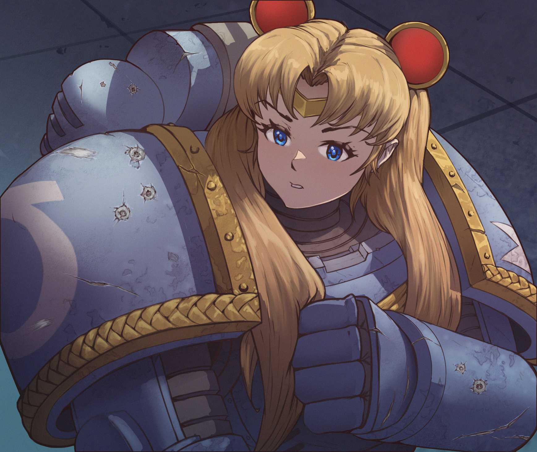 Лунная призма экстерминатус! - Моё, Арт, Аниме, Anime Art, Game Art, Warhammer 40k: Space Marine 2, Sailor Moon, Sailormoonredraw