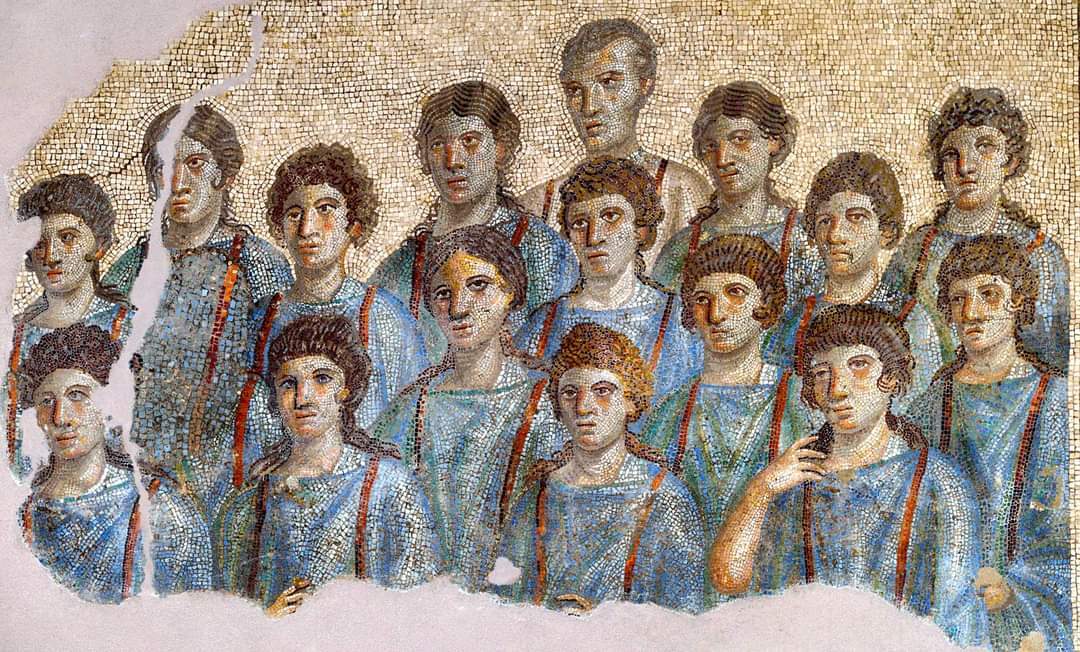 Female choir from an ancient mosaic - Antiquity, Ancient Rome, The Roman Empire, Music, Chorus, Mosaic, Archeology, Church, Singing, Longpost