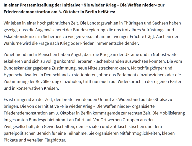 Information about the peace demonstration on October 3 in Berlin - Politics, Germany, Berlin, Demonstration, Special operation, Sarah Wagenknecht, NATO, Longpost