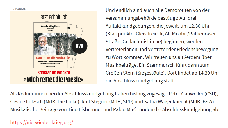 Information about the peace demonstration on October 3 in Berlin - Politics, Germany, Berlin, Demonstration, Special operation, Sarah Wagenknecht, NATO, Longpost