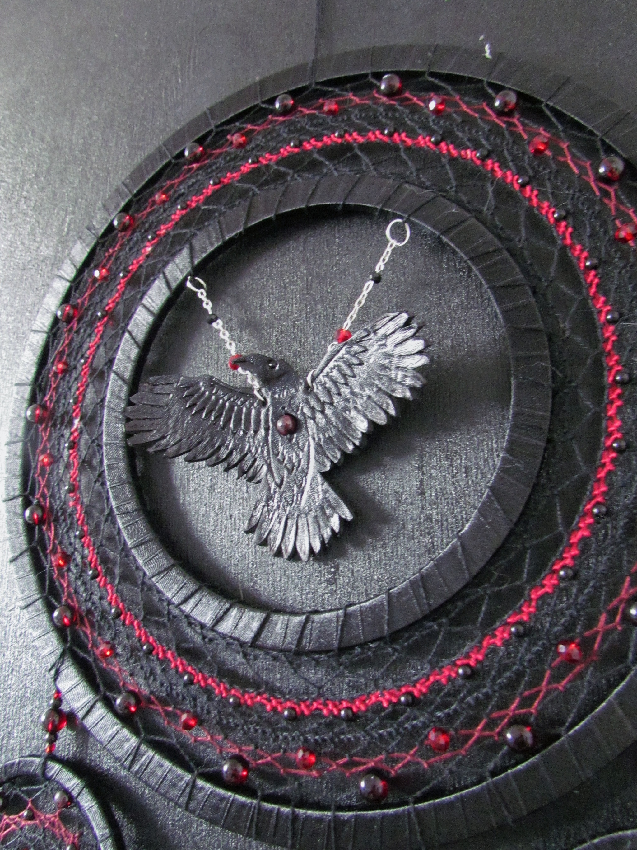 Dreamcatcher Raven - My, Crow, Dreamcatcher, Gothic, Feathers, Mill Group, Amulet, Unusual, Needlework, Needlework without process, Handmade, With your own hands, Hobby, Design, Interior Design, Longpost