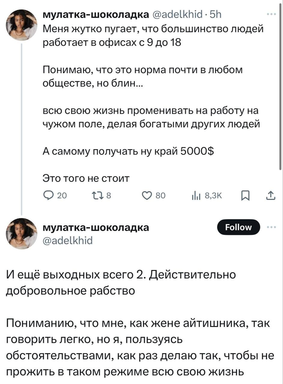 Зачем работать в офисе, если можно стать женой айтишника? - Юмор, Twitter, Работа, Скриншот, Офис, Жизнь