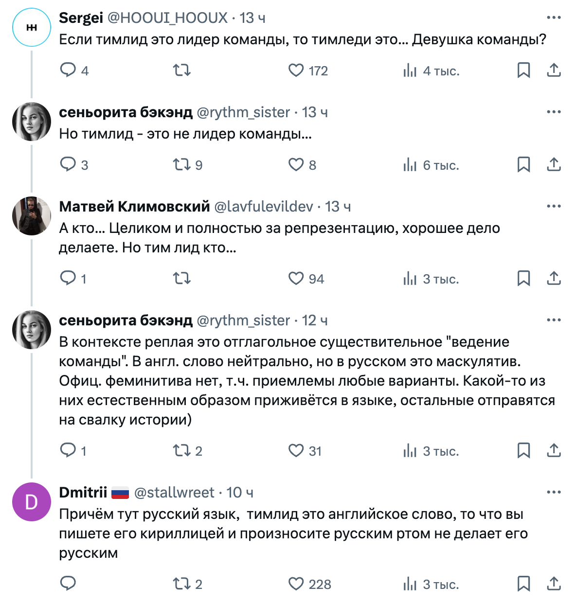 Тимледи - Twitter, Скриншот, Феминитивы, Разработка, IT, Тимлид, Волна постов