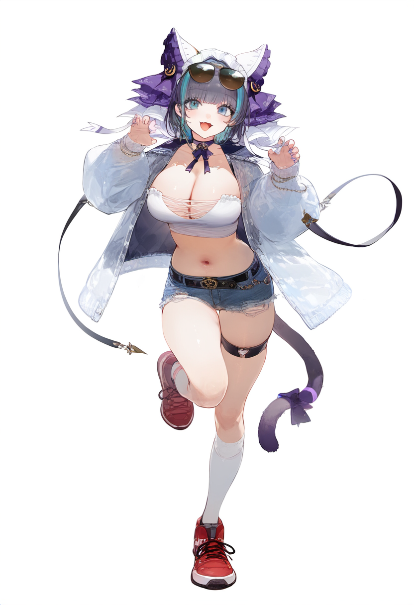 Tail - Anime, Anime art, Tail, Animal ears, Neko, Cheshire, Azur lane, Neural network art