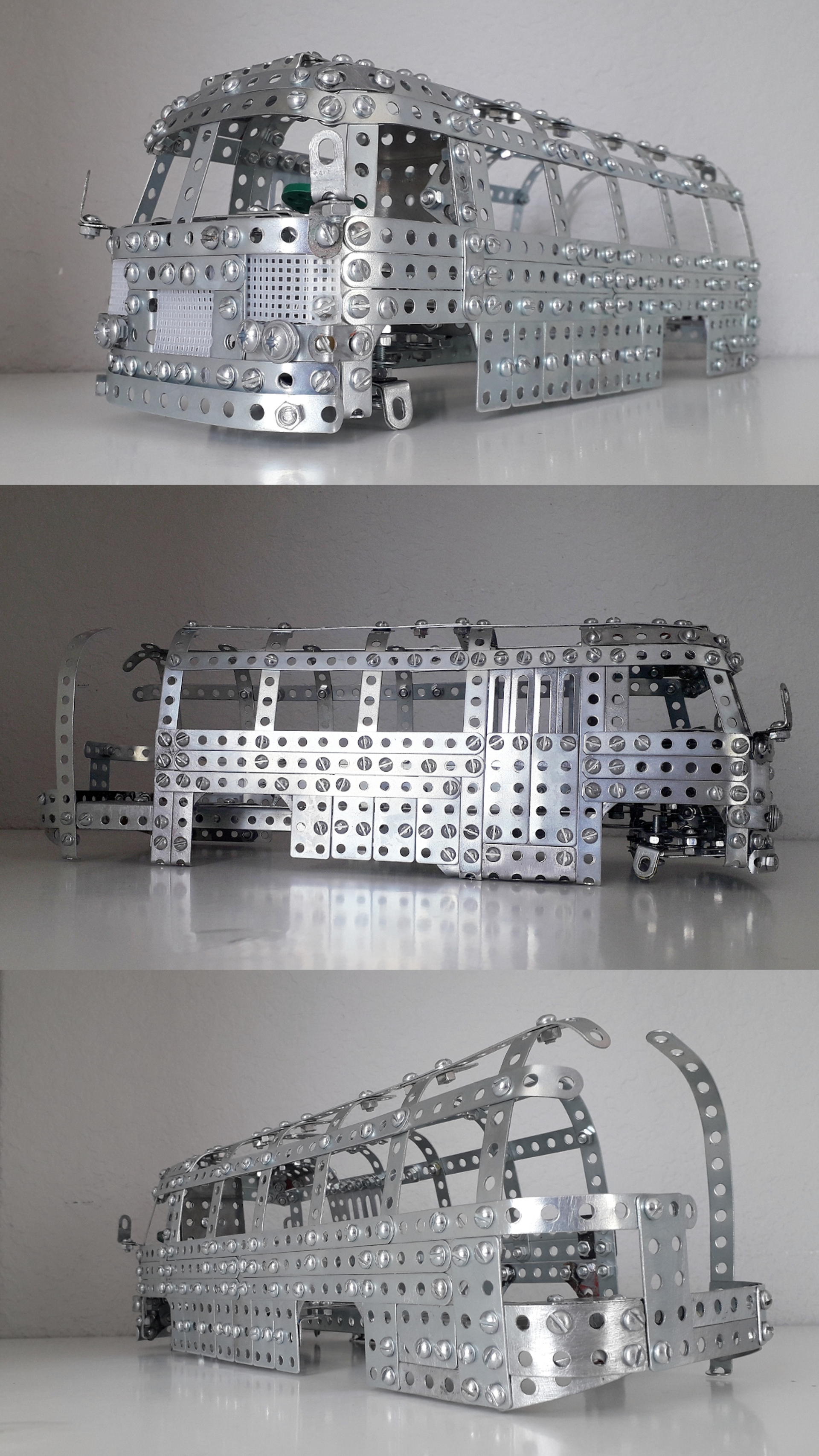 PAZ-672 from a metal construction set in progress - My, Groove, Bus, Modeling, Scale model, Constructor