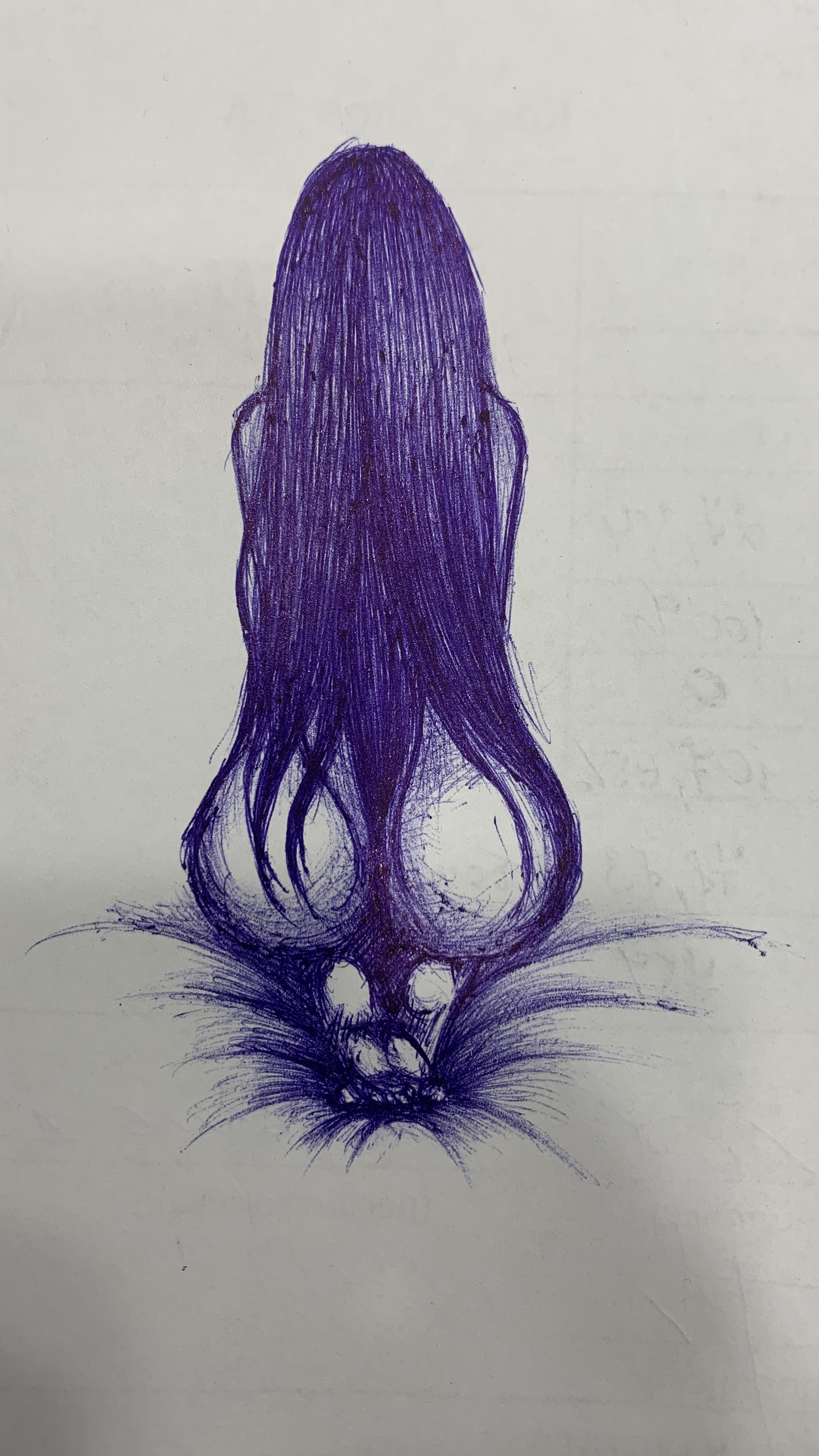 Lunch Break Sketch - My, Pen drawing, Creation, Drawing, Back view, Girls