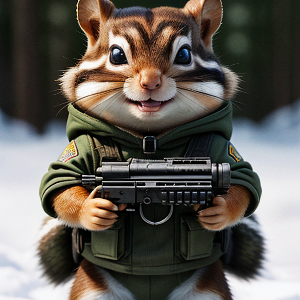 FIGHTING CHIPMUNDS - My, Neural network art, Art, 3D, Chipmunk, Animals, Humor, Satire, Joke, Artificial Intelligence, Parody, Koala, Weapon, Rodents, Нейронные сети, Longpost