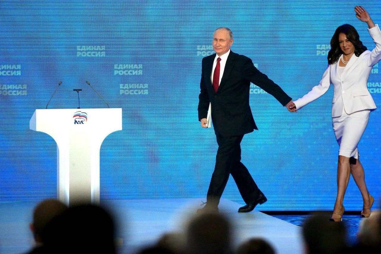 Kamala Devi Harris and V.V Putin - Humor, Picture with text, Vladimir Putin, Harris