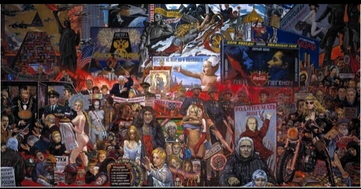 Painting by Ilya Glazunov The Market of Our Democracy 1999 - Politics, Russian literature, Longpost