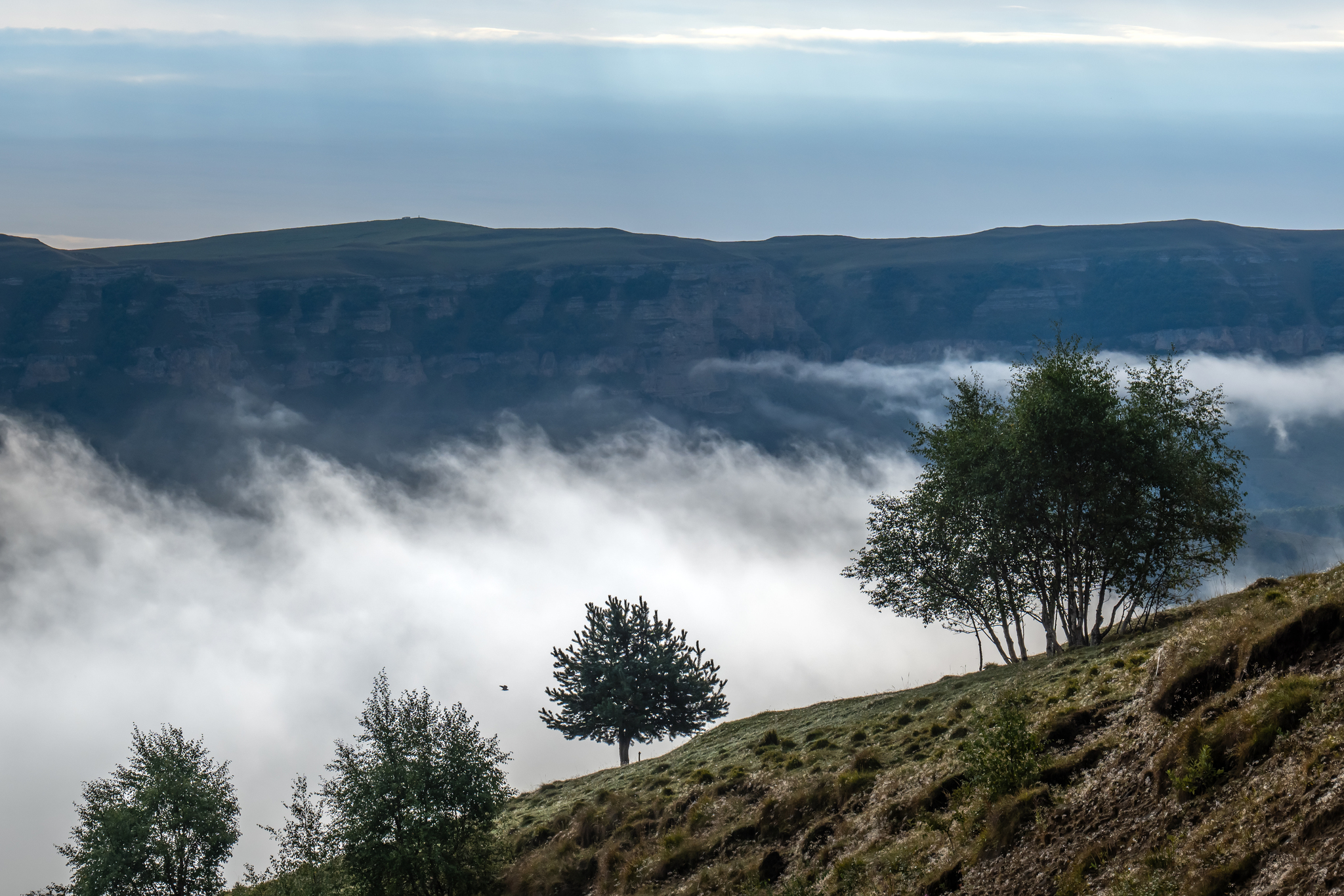 On the way to the Dzhily-su tract - My, The mountains, Caucasus mountains, Fog, Beautiful view, Jily-Su, Longpost