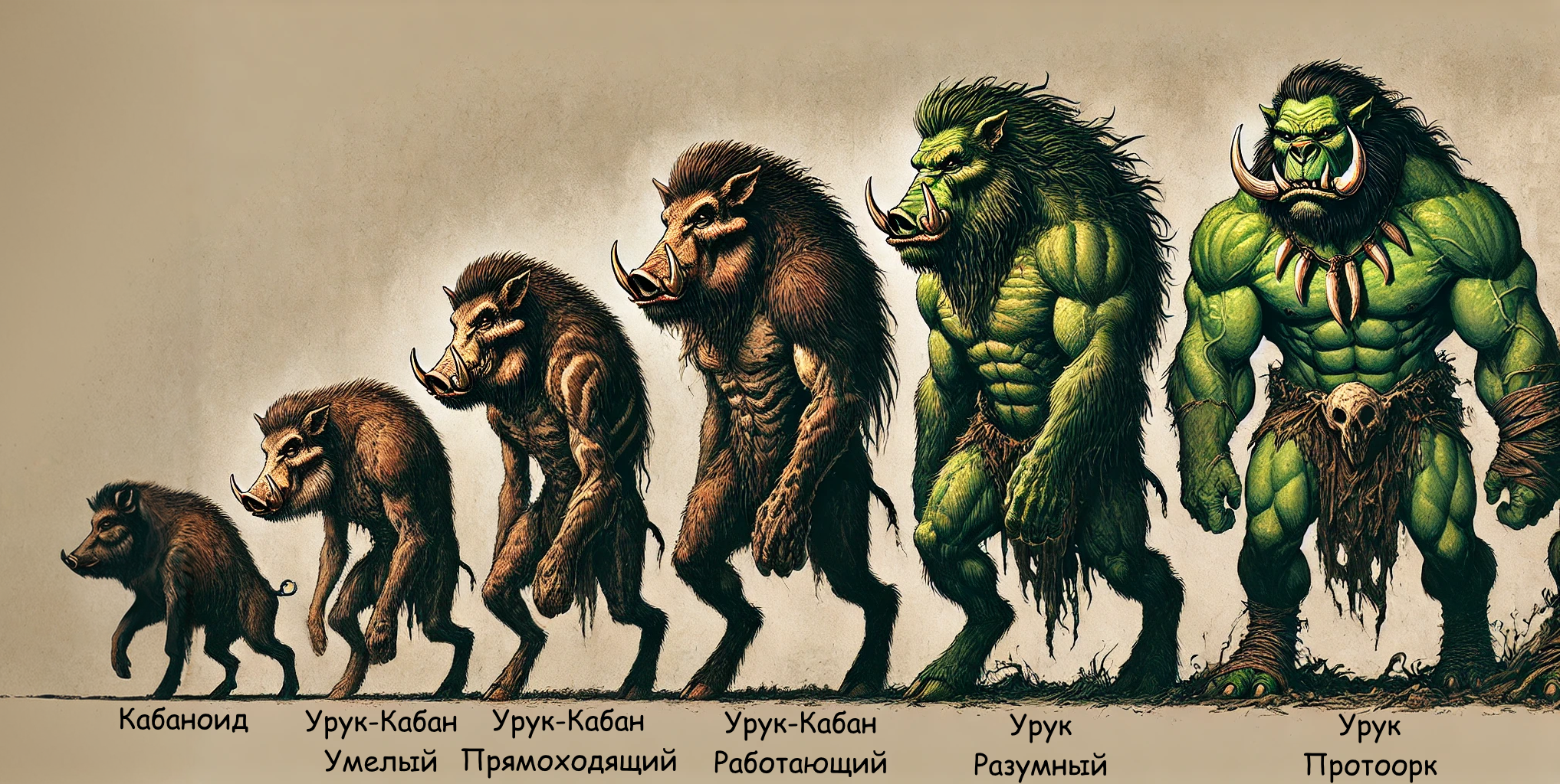 Evolution of Orcs - My, Fantasy, Orcs, Dungeons & dragons, Dark fantasy, Нейронные сети, Neural network art