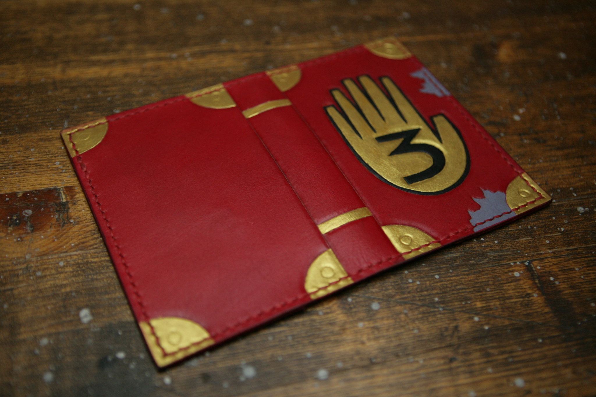 Passport cover based on Gravity falls - My, Leather, Needlework without process, Leather products, Sewing, Painting, Gravity falls, Cover, Embossing on leather