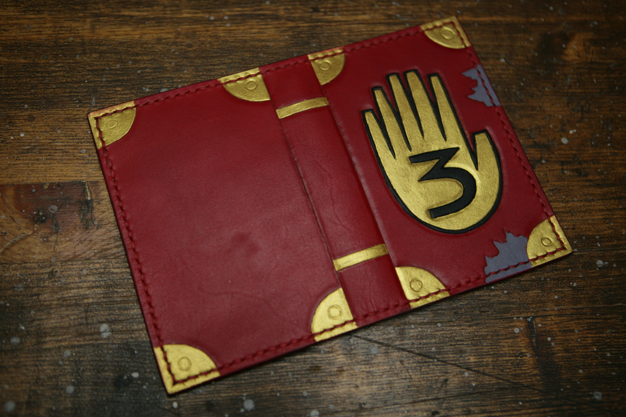 Passport cover based on Gravity falls - My, Leather, Needlework without process, Leather products, Sewing, Painting, Gravity falls, Cover, Embossing on leather